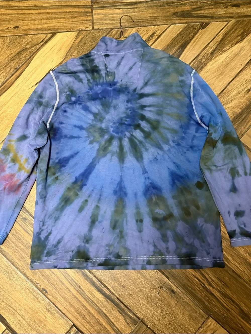 Nautica Men’s Blue & Green Tie-Dye Quarter-Zip Pullover